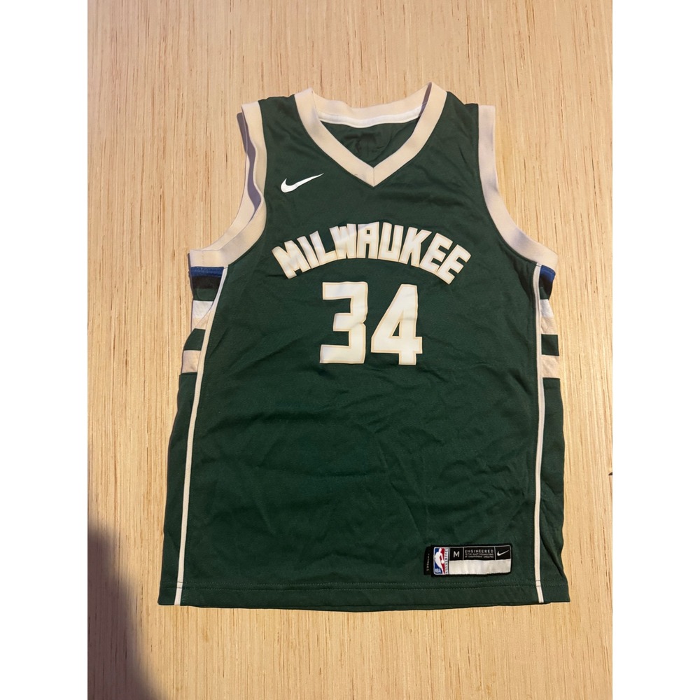Nike Milwaukee Bucks Giannis Antetokounmpo 34 Jersey Kids Medium 10-12 Green NBA